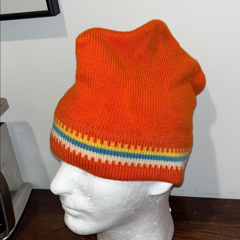Wool Toboggan Knit Ski Snowboard Beanie Cap Hat Retro Miami Dolphins Colors Vtg